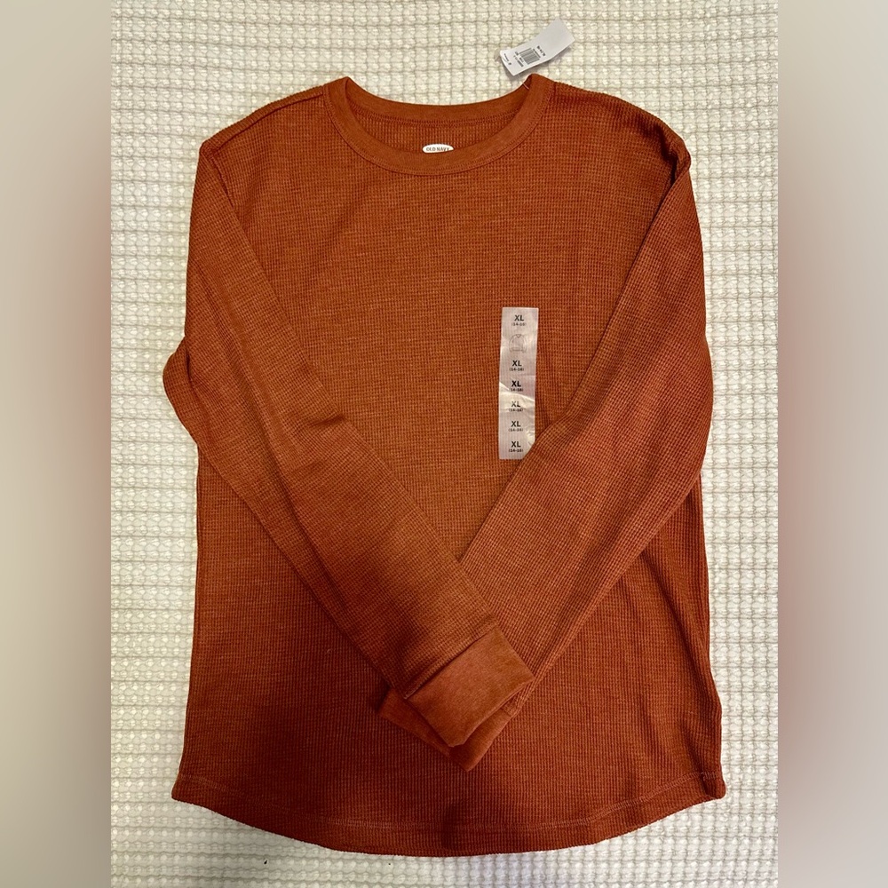 Old Navy Kids Rust Long Sleeve waffle knit Tee